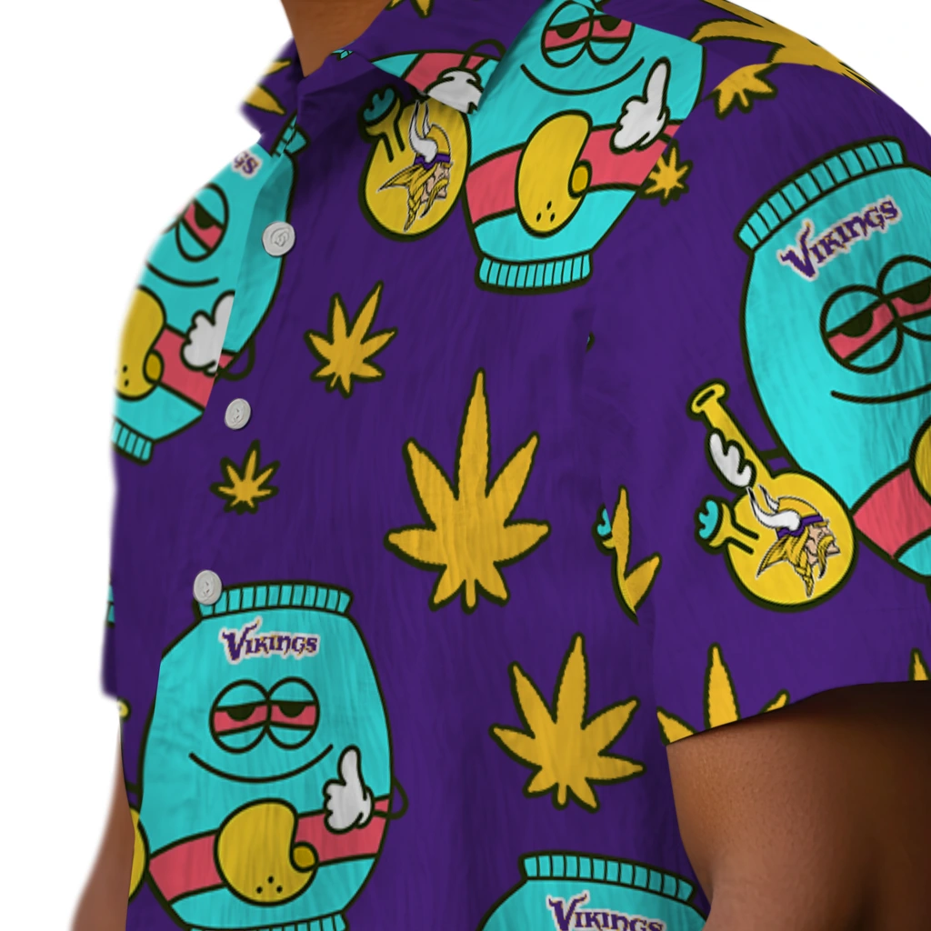 Minnesota Vikings Hawaiian Shirt - Chill Vibe minnesota vikings bong smile purple hawaiian shirts trendy
