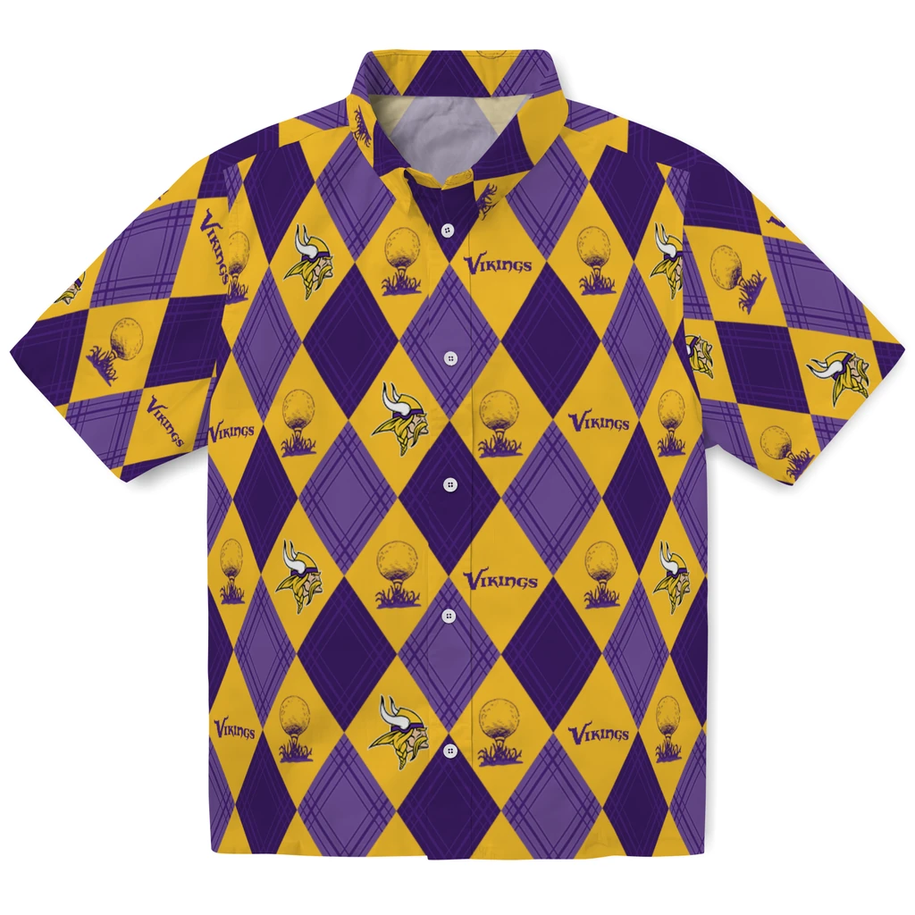 Minnesota Vikings Hawaiian Shirt - Golfing Plaid minnesota vikings balloon plaid purple hawaiian shirts best selling