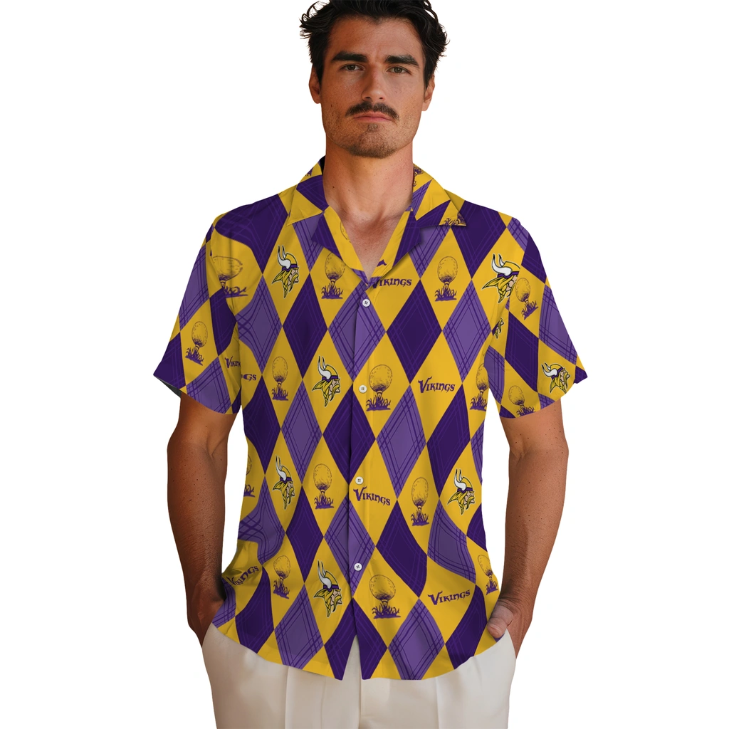 Minnesota Vikings Hawaiian Shirt - Golfing Plaid minnesota vikings balloon plaid purple hawaiian shirts fashion forward