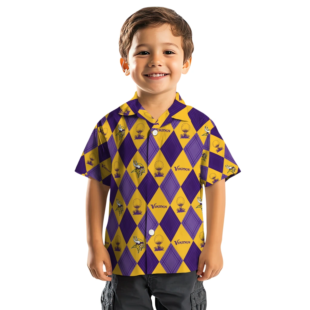 Minnesota Vikings Hawaiian Shirt - Golfing Plaid minnesota vikings balloon plaid purple hawaiian shirts top rated