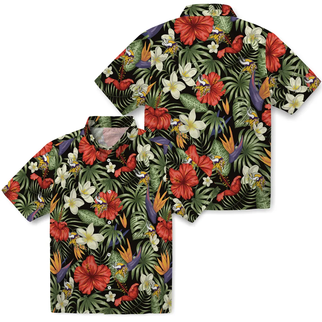 Minnesota Vikings Hawaiian Shirt - Hawaii Floral Hibiscus minnesota vikings hibiscus bird hawaiian shirts high quality