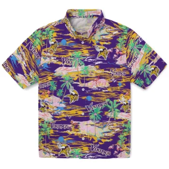 minnesota vikings flamingo retreat purple hawaiian shirts best selling