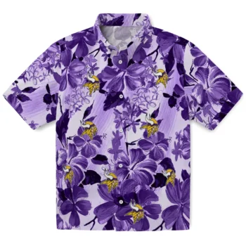 minnesota vikings hibiscus arrangement purple hawaiian shirts best selling