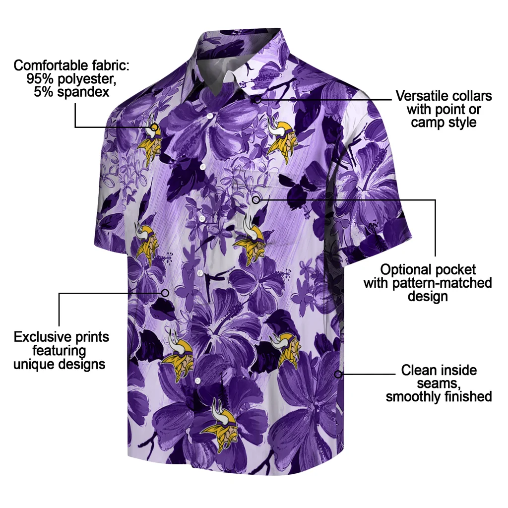 Minnesota Vikings Hawaiian Shirt - Hibiscus Arrangement minnesota vikings hibiscus arrangement purple hawaiian shirts new arrival