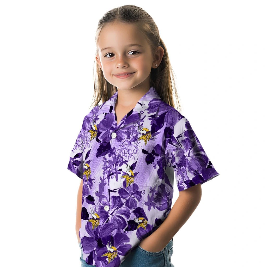 Minnesota Vikings Hawaiian Shirt - Hibiscus Arrangement minnesota vikings hibiscus arrangement purple hawaiian shirts premium grade