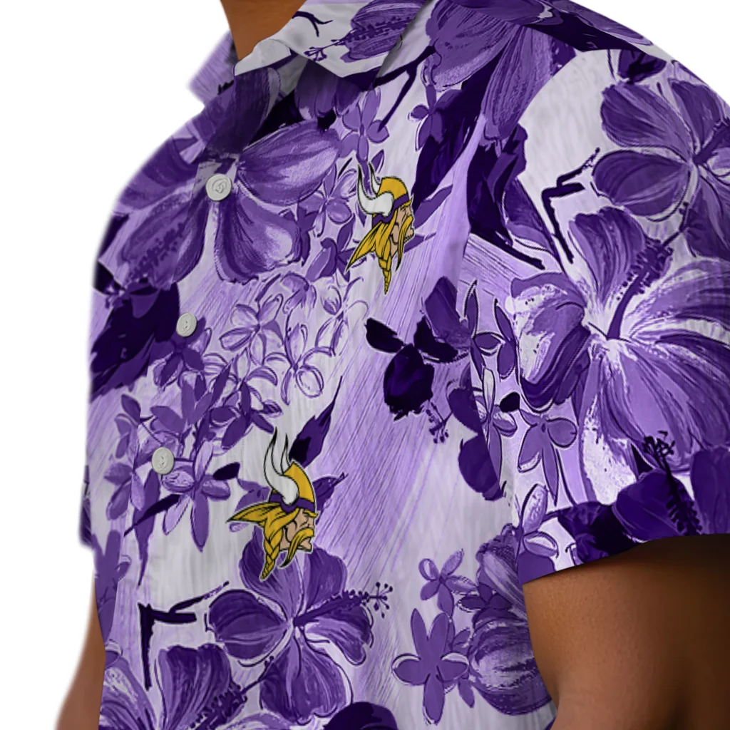 Minnesota Vikings Hawaiian Shirt - Hibiscus Arrangement minnesota vikings hibiscus arrangement purple hawaiian shirts trendy