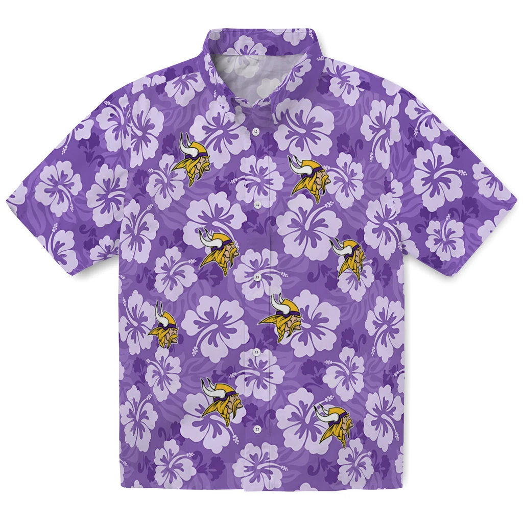Minnesota Vikings Hawaiian Shirt - Hibiscus Cluster minnesota vikings hibiscus cluster purple hawaiian shirts best selling