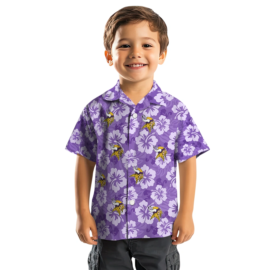Minnesota Vikings Hawaiian Shirt - Hibiscus Cluster minnesota vikings hibiscus cluster purple hawaiian shirts top rated