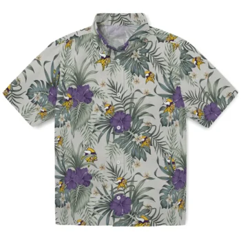 minnesota vikings hibiscus designs beige hawaiian shirts best selling