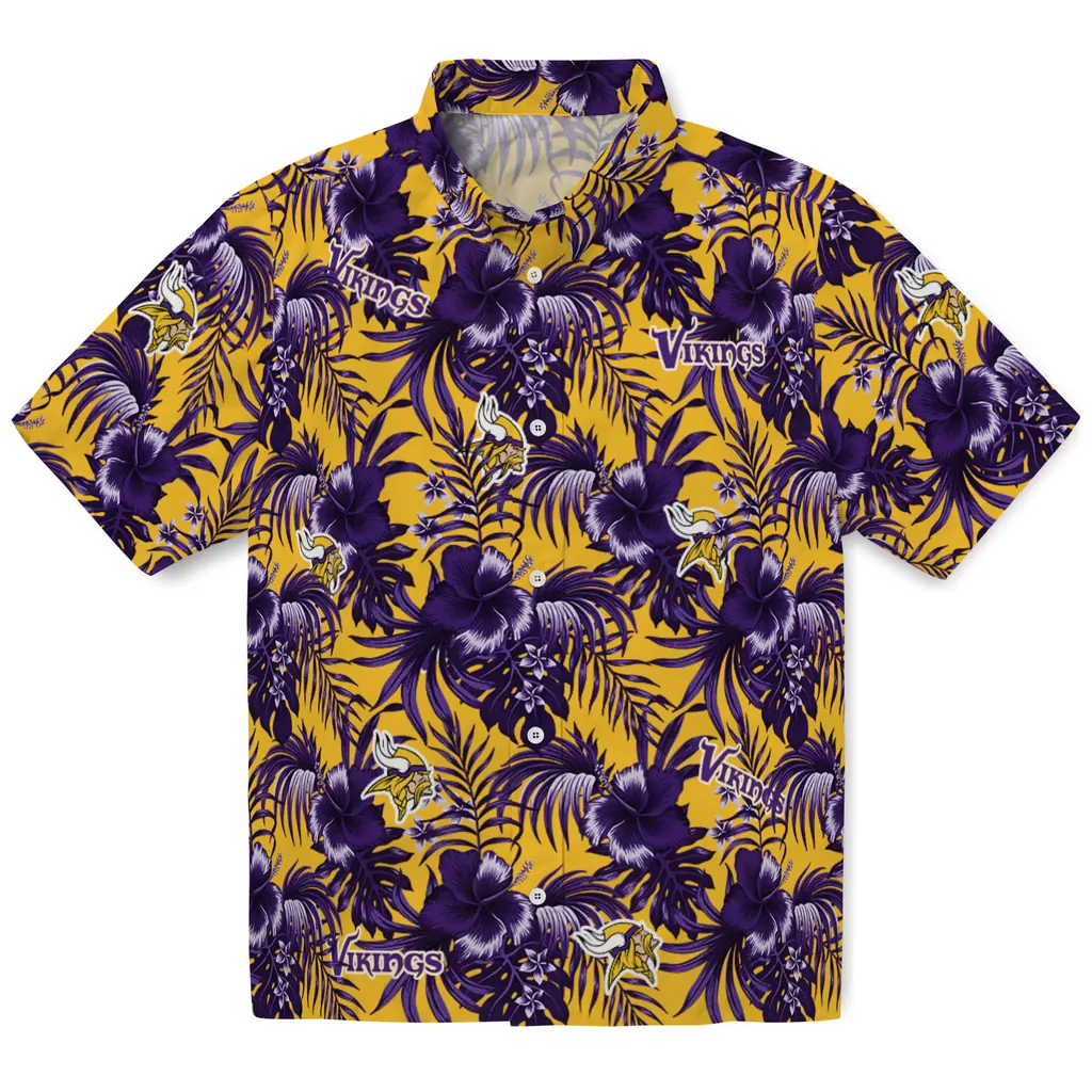 Minnesota Vikings Hawaiian Shirt - Hibiscus Exotic minnesota vikings hibiscus exotic purple hawaiian shirts best selling