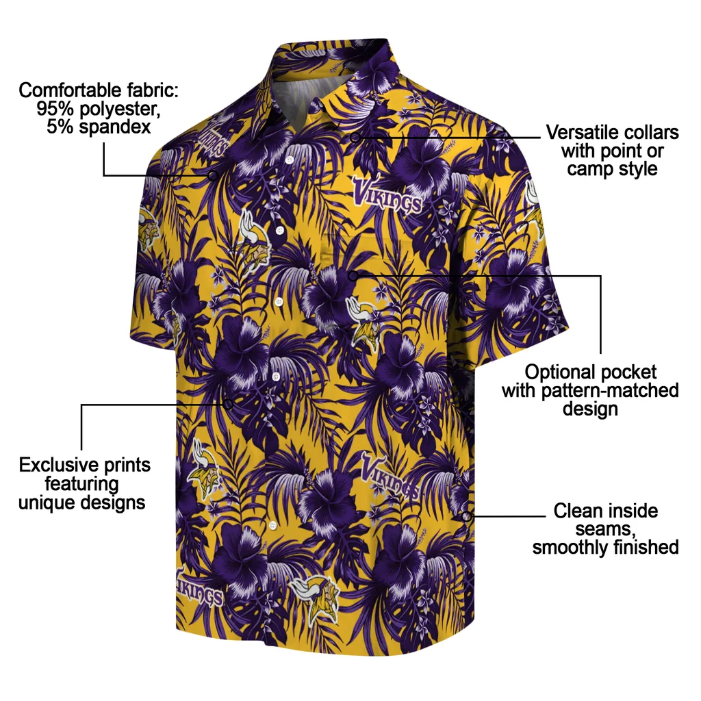 Minnesota Vikings Hawaiian Shirt - Hibiscus Exotic minnesota vikings hibiscus exotic purple hawaiian shirts new arrival