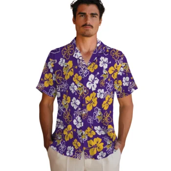 minnesota vikings hibiscus bloom purple hawaiian shirts fashion forward