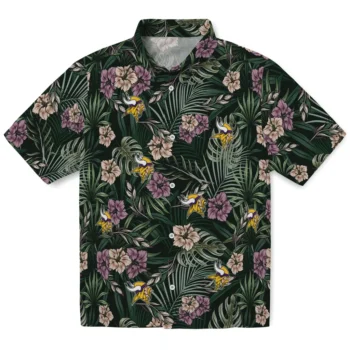 minnesota vikings hibiscus leaves pattern green hawaiian shirts best selling