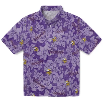 minnesota vikings hibiscus oasis purple hawaiian shirts best selling