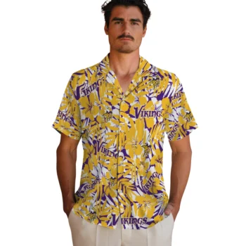 minnesota vikings hibiscus overlay hawaiian shirts fashion forward