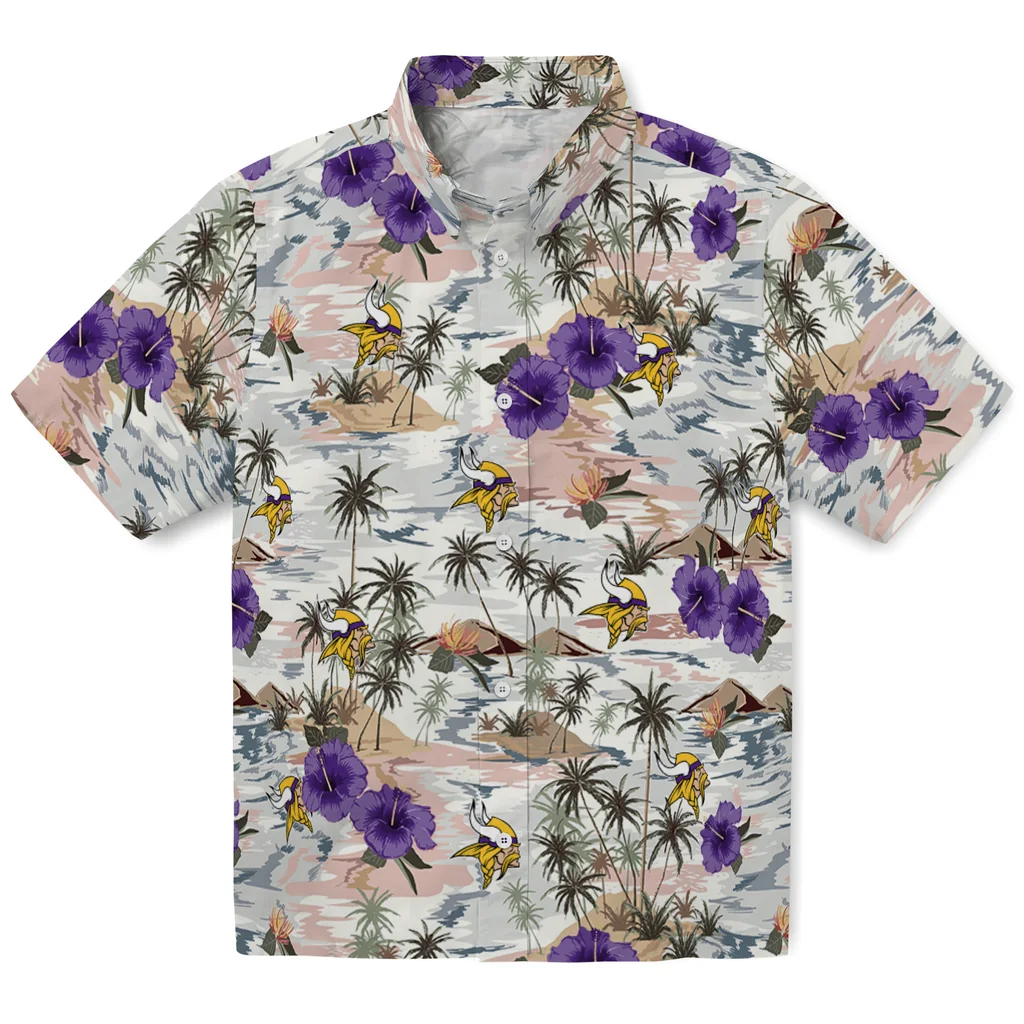 Minnesota Vikings Hawaiian Shirt - Hibiscus Seaside minnesota vikings hibiscus seaside white hawaiian shirts best selling