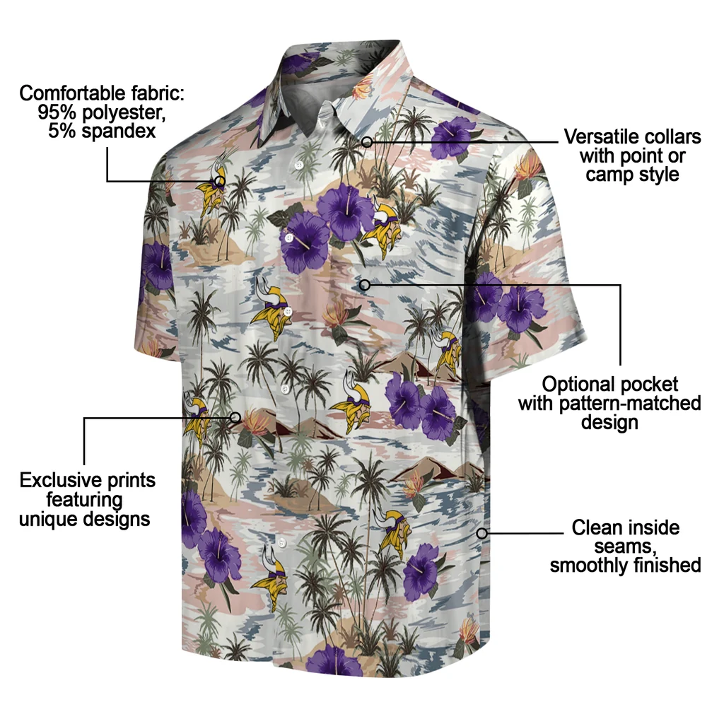 Minnesota Vikings Hawaiian Shirt - Hibiscus Seaside minnesota vikings hibiscus seaside white hawaiian shirts new arrival