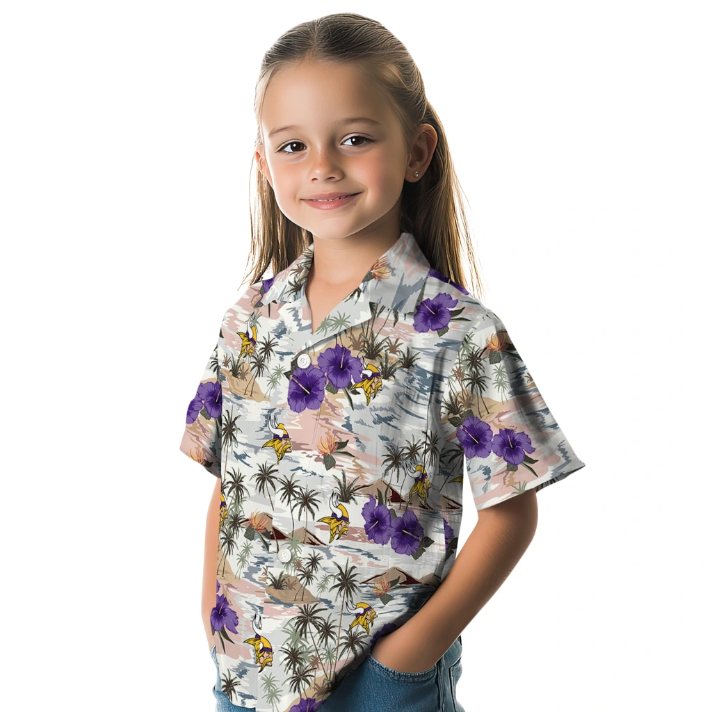 Minnesota Vikings Hawaiian Shirt - Hibiscus Seaside minnesota vikings hibiscus seaside white hawaiian shirts premium grade