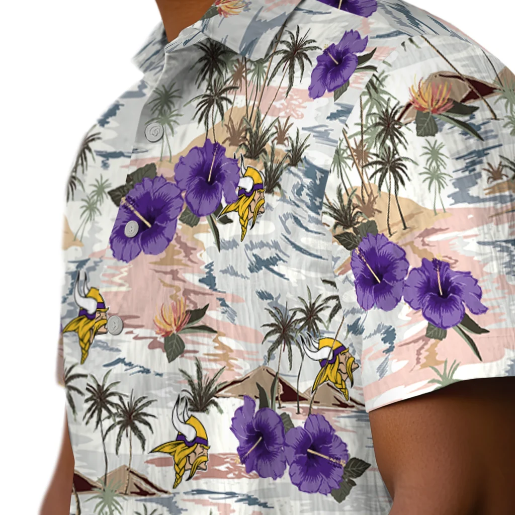 Minnesota Vikings Hawaiian Shirt - Hibiscus Seaside minnesota vikings hibiscus seaside white hawaiian shirts trendy