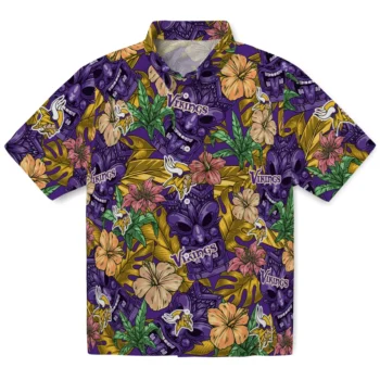 minnesota vikings tiki jungle purple hawaiian shirts best selling