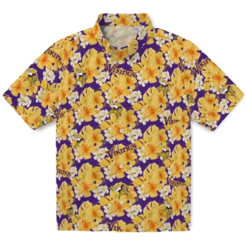 minnesota vikings hibiscus tropics purple yellow hawaiian shirts best selling