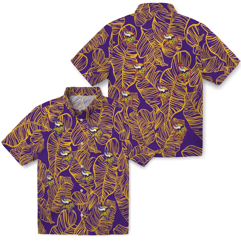 Minnesota Vikings Hawaiian Shirt - Leaf Outline minnesota vikings leaf outline purple hawaiian shirts high quality