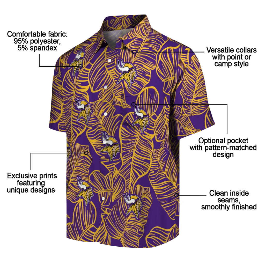 Minnesota Vikings Hawaiian Shirt - Leaf Outline minnesota vikings leaf outline purple hawaiian shirts new arrival