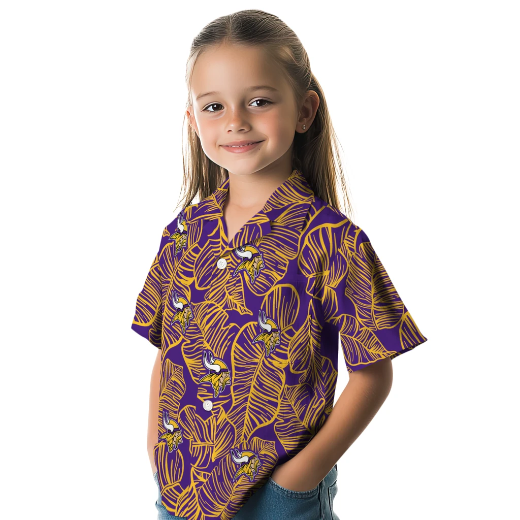 Minnesota Vikings Hawaiian Shirt - Leaf Outline minnesota vikings leaf outline purple hawaiian shirts premium grade