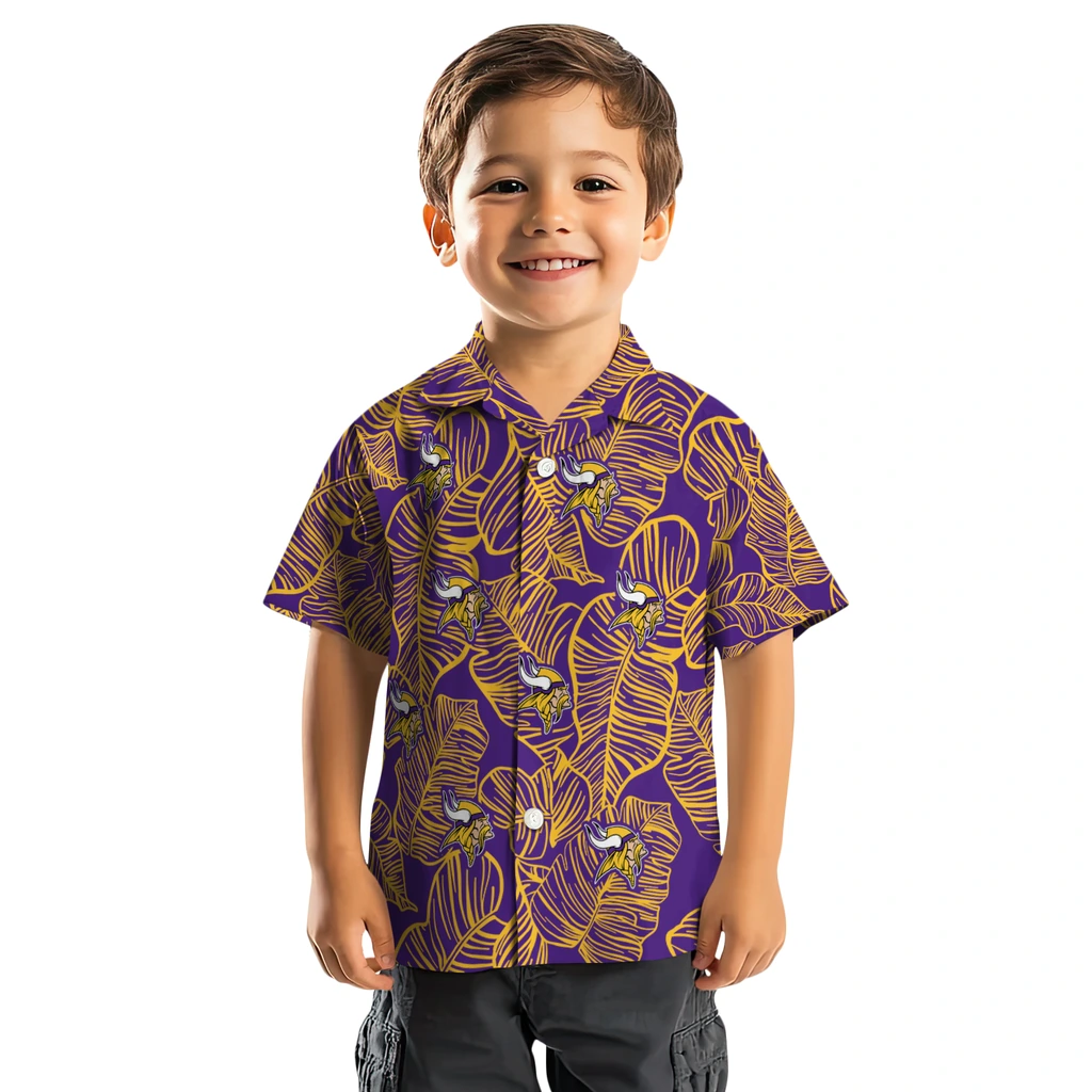 Minnesota Vikings Hawaiian Shirt - Leaf Outline minnesota vikings leaf outline purple hawaiian shirts top rated
