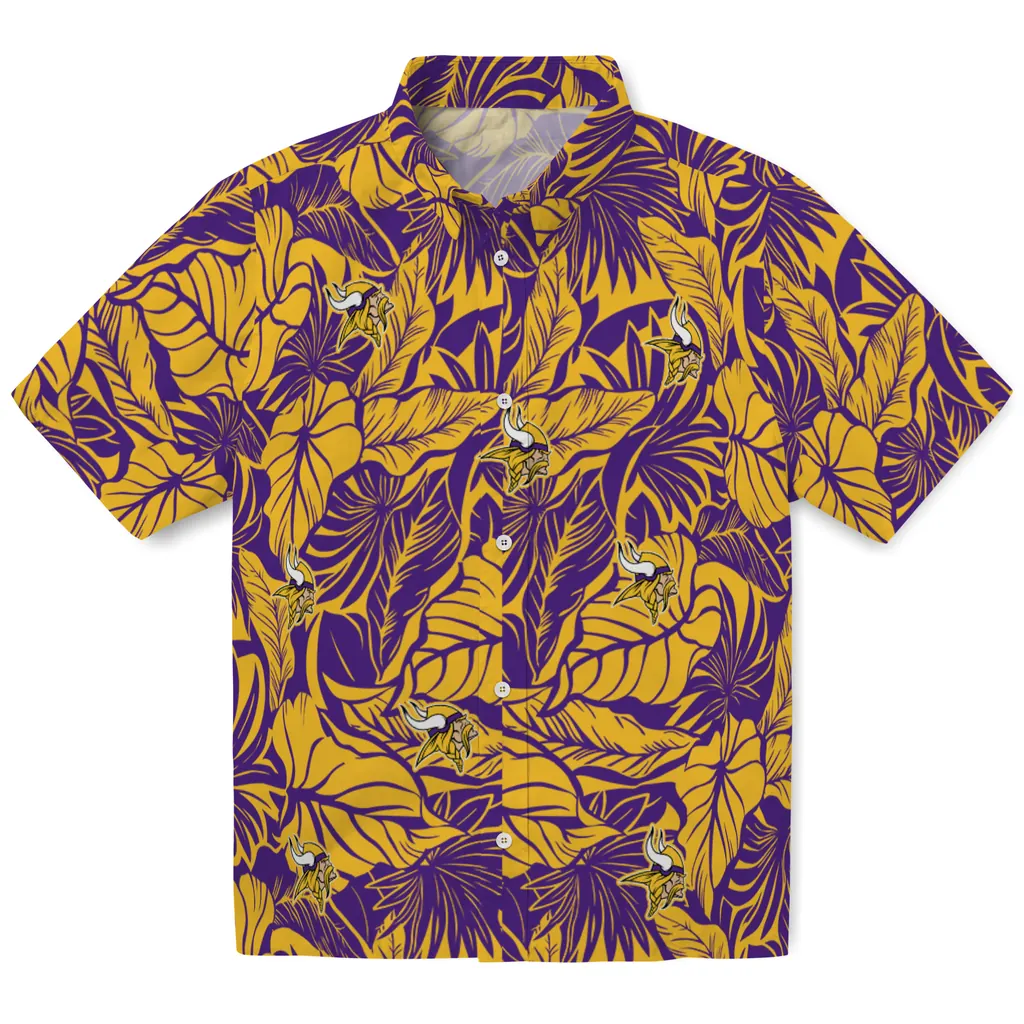 Minnesota Vikings Hawaiian Shirt - Monstera Layer minnesota vikings monstera layer purple hawaiian shirts best selling
