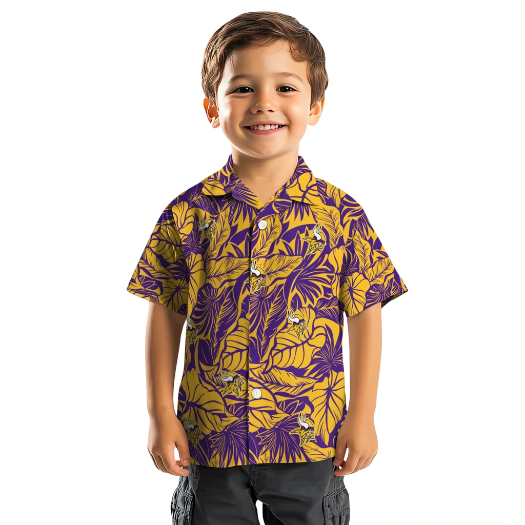 Minnesota Vikings Hawaiian Shirt - Monstera Layer minnesota vikings monstera layer purple hawaiian shirts top rated