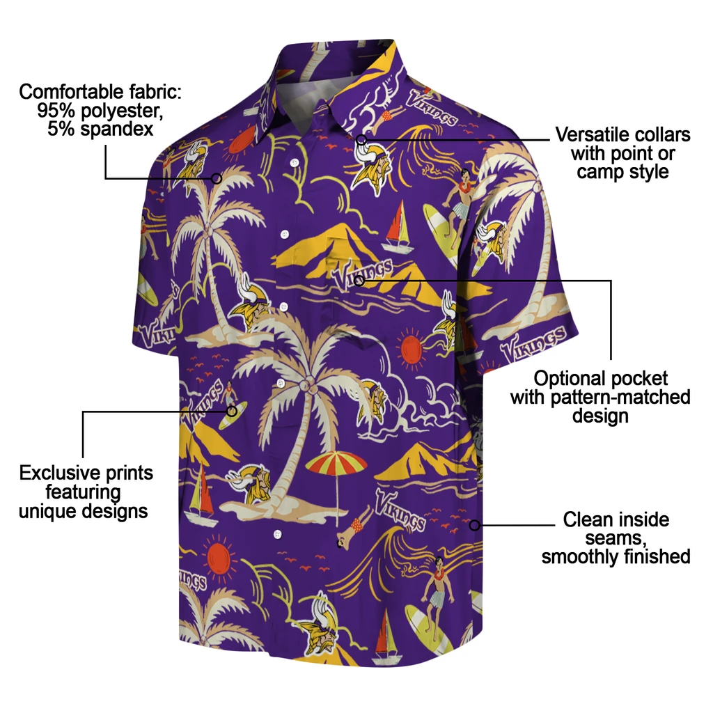 Minnesota Vikings Hawaiian Shirt - Palm Tree Island minnesota vikings palm tree island purple hawaiian shirts new arrival