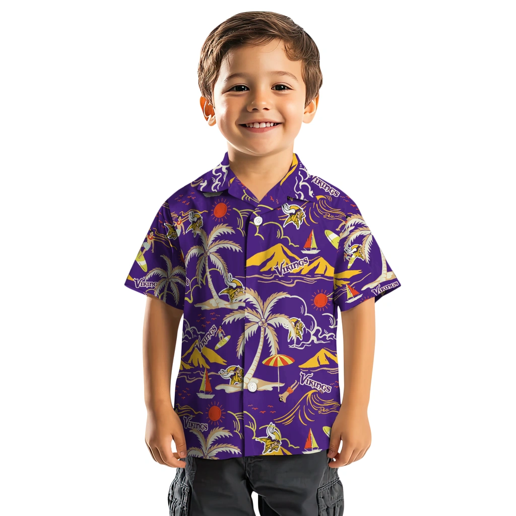 Minnesota Vikings Hawaiian Shirt - Palm Tree Island minnesota vikings palm tree island purple hawaiian shirts top rated