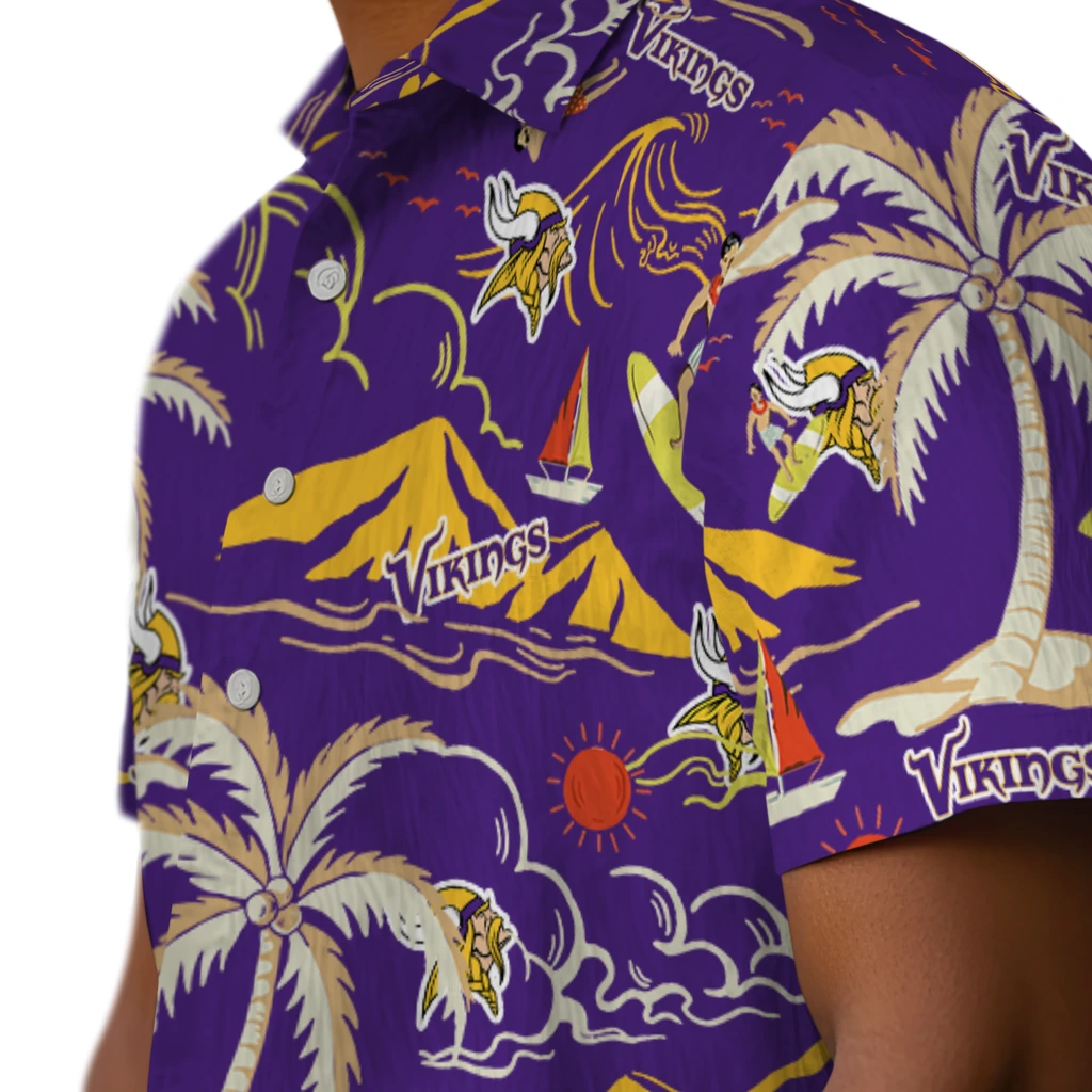 Minnesota Vikings Hawaiian Shirt - Palm Tree Island minnesota vikings palm tree island purple hawaiian shirts trendy