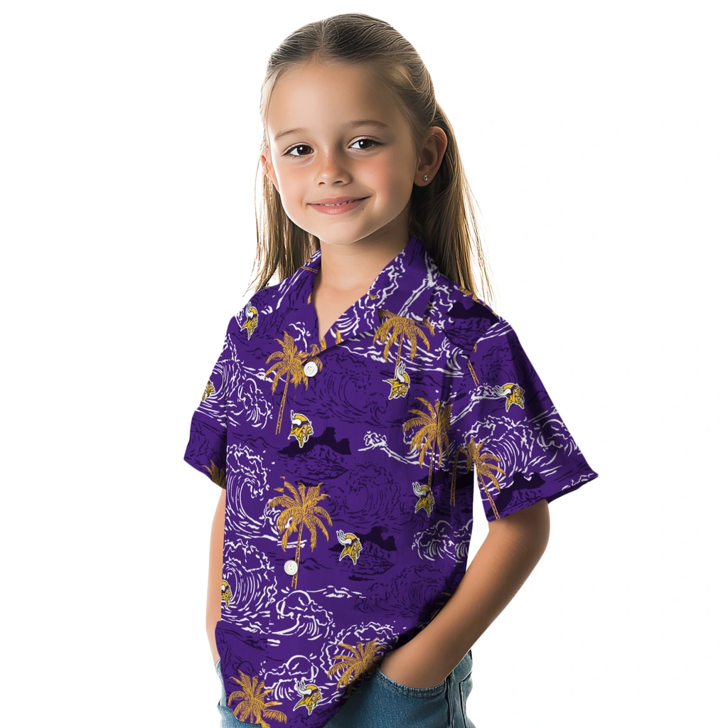 Minnesota Vikings Hawaiian Shirt - Wave Palm minnesota vikings wave palm purple hawaiian shirts premium grade