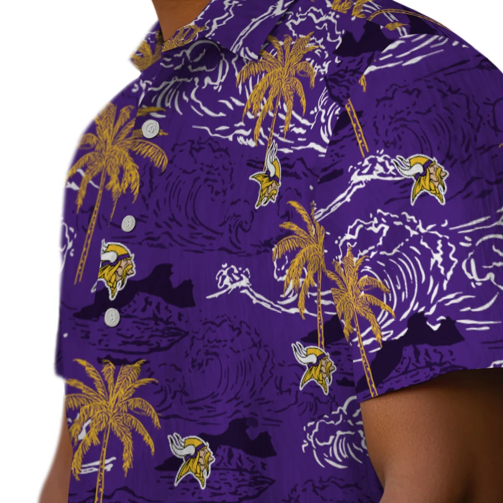 Minnesota Vikings Hawaiian Shirt - Wave Palm minnesota vikings wave palm purple hawaiian shirts trendy
