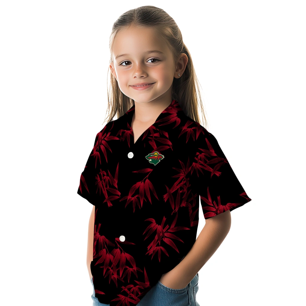 Minnesota Wild Hawaiian Shirt - Bamboo Branches minnesota wild bamboo branches red black hawaiian shirts premium grade