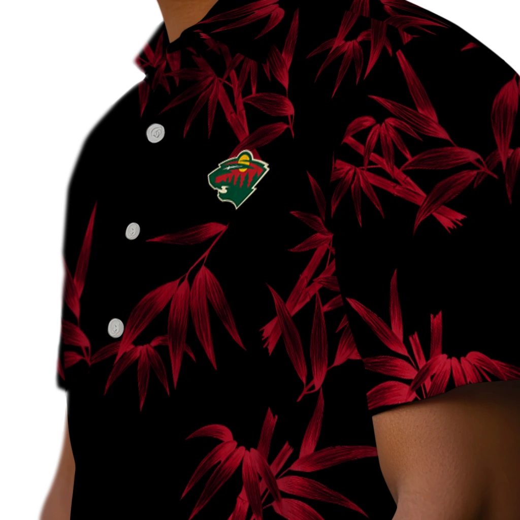 Minnesota Wild Hawaiian Shirt - Bamboo Branches minnesota wild bamboo branches red black hawaiian shirts trendy