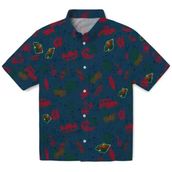 minnesota wild beach vibe navy hawaiian shirts best selling