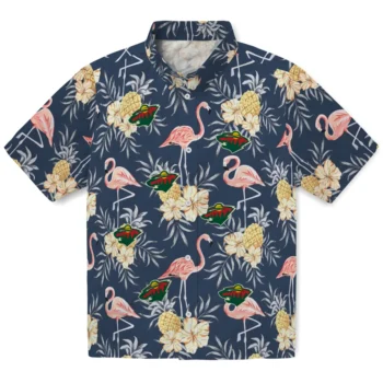 minnesota wild flamingo hibiscus navy hawaiian shirts best selling