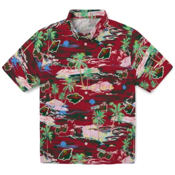 minnesota wild flamingo retreat red hawaiian shirts best selling
