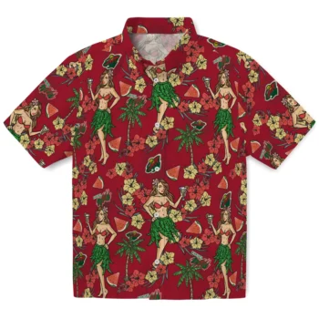 minnesota wild hawaiian girls design red hawaiian shirts best selling