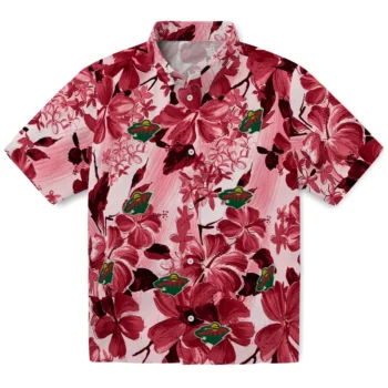 minnesota wild hibiscus arrangement red hawaiian shirts best selling