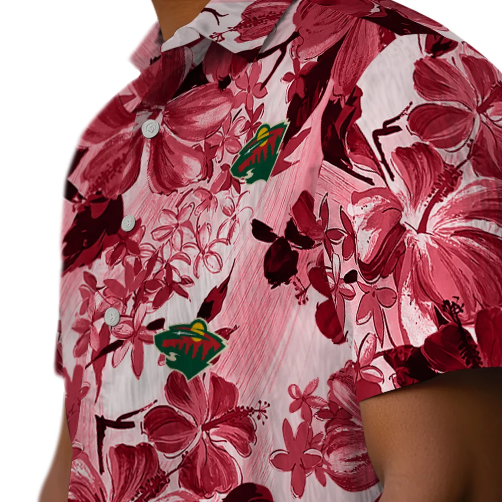 Minnesota Wild Hawaiian Shirt - Hibiscus Arrangement minnesota wild hibiscus arrangement red hawaiian shirts trendy