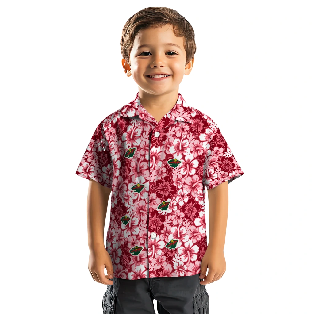 Minnesota Wild Hawaiian Shirt - Hibiscus Blooms minnesota wild hibiscus blooms red hawaiian shirts top rated