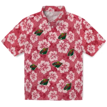 minnesota wild hibiscus cluster red hawaiian shirts best selling