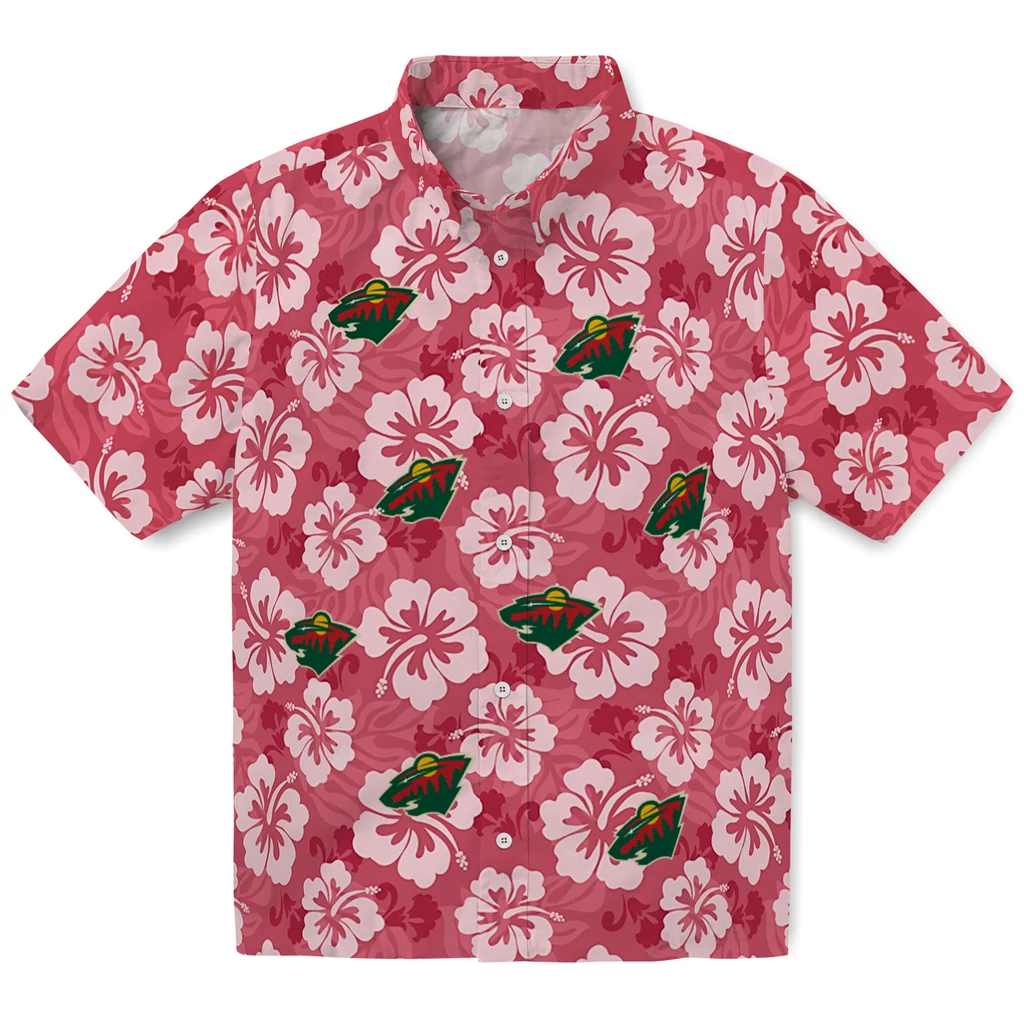Minnesota Wild Hawaiian Shirt - Hibiscus Cluster minnesota wild hibiscus cluster red hawaiian shirts best selling