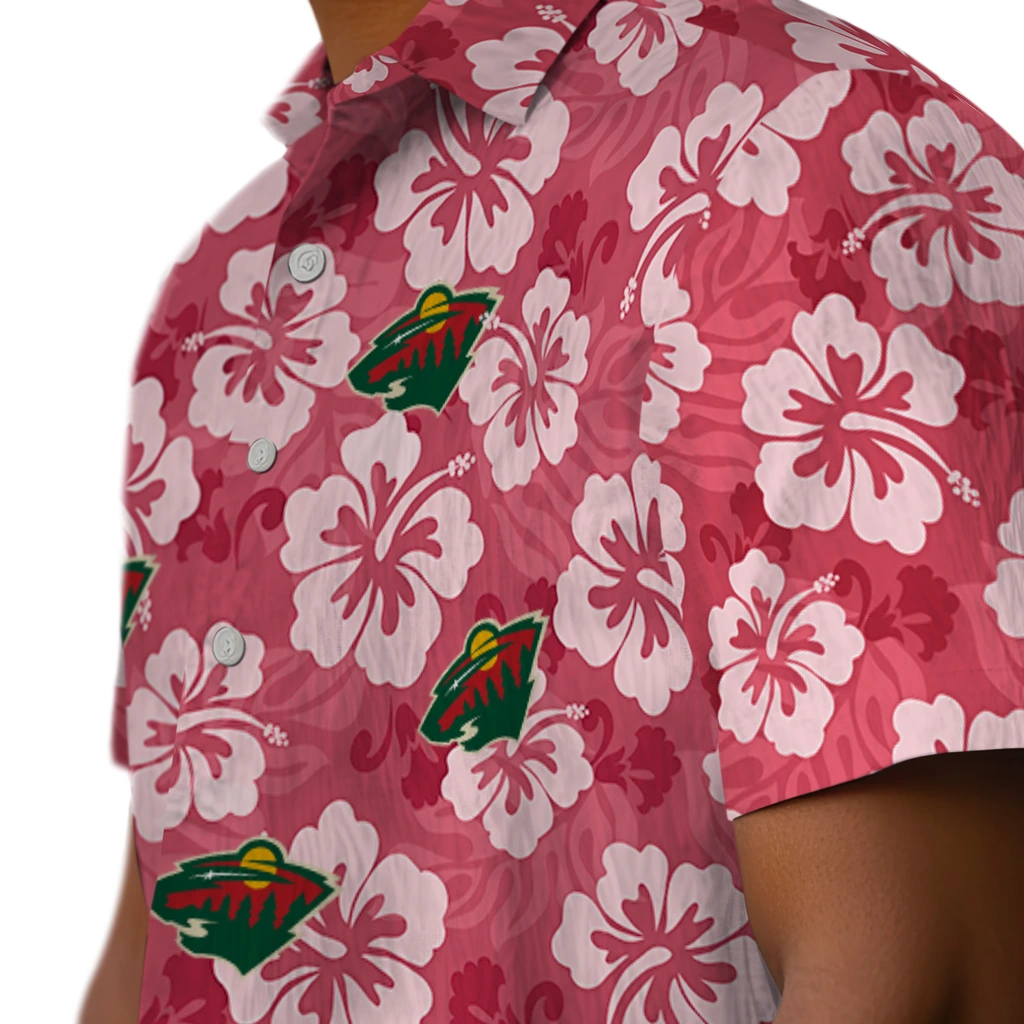 Minnesota Wild Hawaiian Shirt - Hibiscus Cluster minnesota wild hibiscus cluster red hawaiian shirts trendy