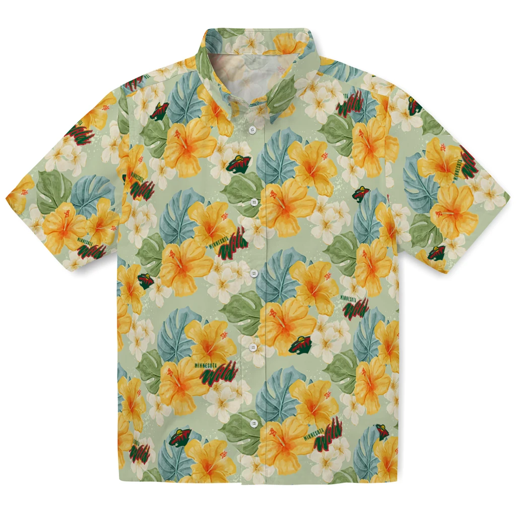 Minnesota Wild Hawaiian Shirt - Hibiscus Mood minnesota wild hibiscus mood pale lime yellow hawaiian shirts best selling