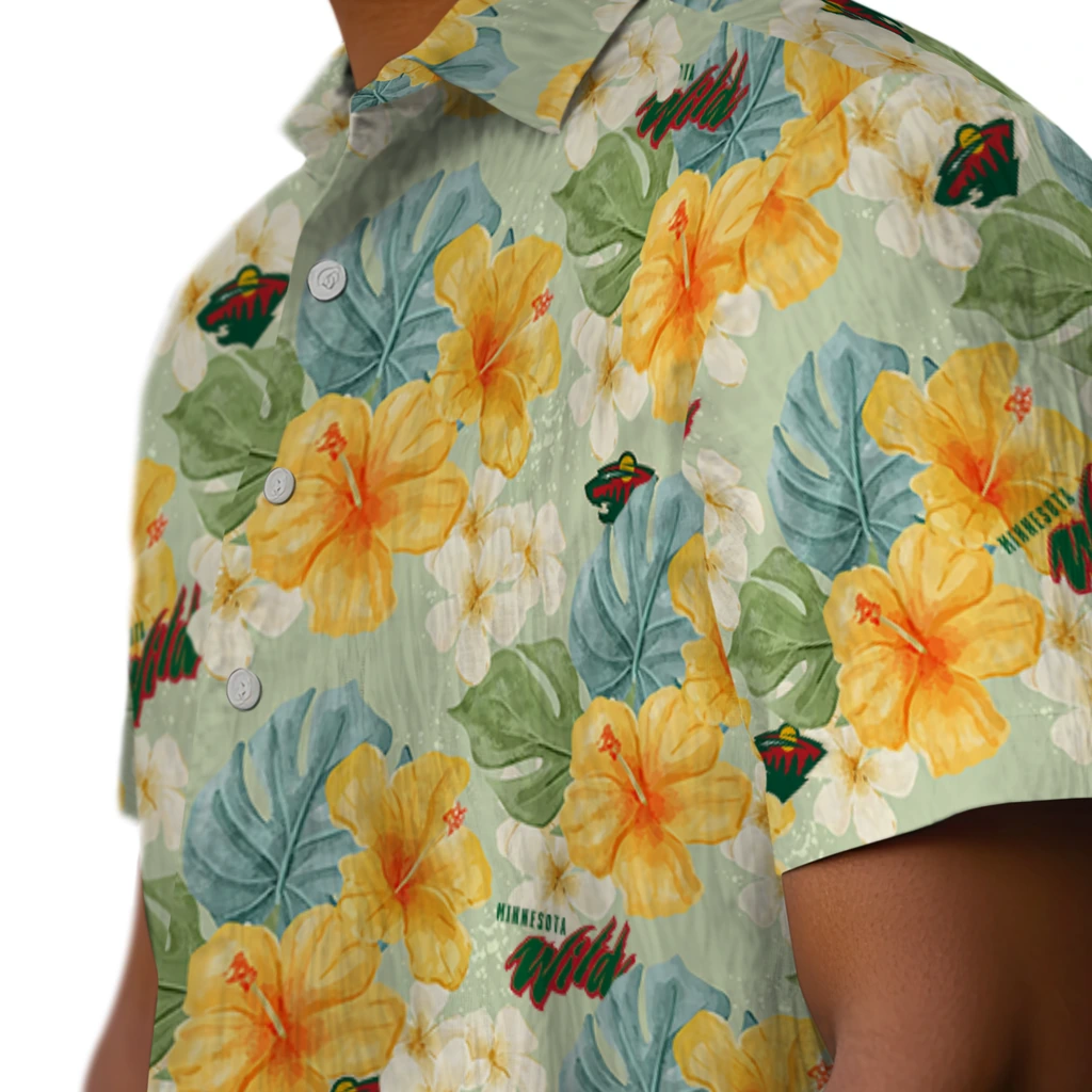 Minnesota Wild Hawaiian Shirt - Hibiscus Mood minnesota wild hibiscus mood pale lime yellow hawaiian shirts trendy